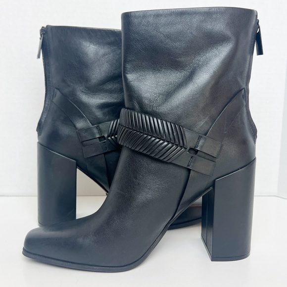 •AD‎ & DAUGHTERS• Black Leather Declann Braided Chunky Heel Boot Size 9.5 - Picture 6 of 13